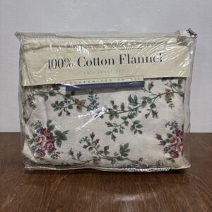 Colormate Flannel Sheet Set Full Sized Flat Fitted 2 Pillowcase Floral New